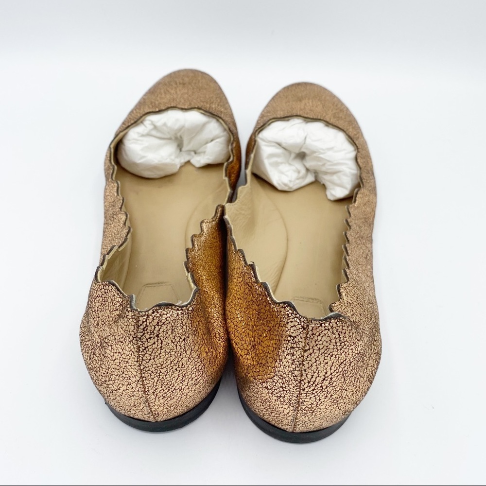 CHLOE Pink Gold Ballerina Flat 39 - Picture 3 of 7